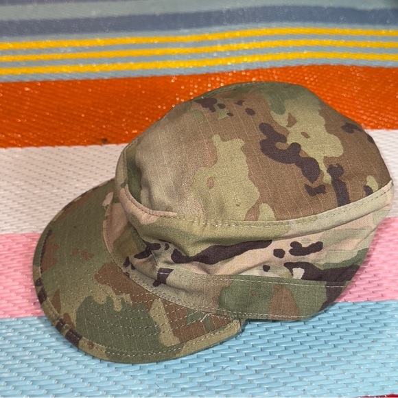 U S Army Camouflage Captain Patrol Hat Men’s Size 6 7/8 - Picture 1 of 6
